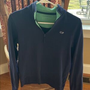 Vineyard Vines Navy Quarter-Zip  with Mint Inner Collar